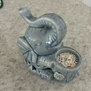“New” MG Studio Blue Ceramic Elephant with Candle